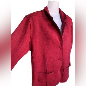 EILEEN FISHER Merino Wool Red Jacket, size 10/12.